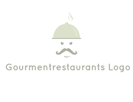 chef with dish and mustache logo