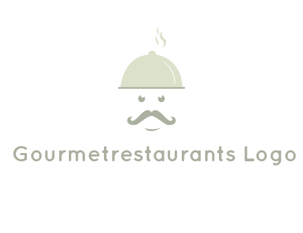 chef with dish and mustache logo