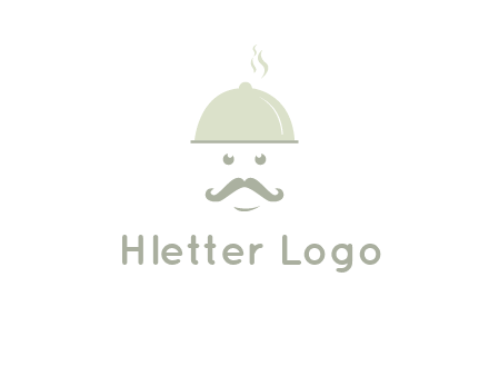 chef with dish and mustache logo