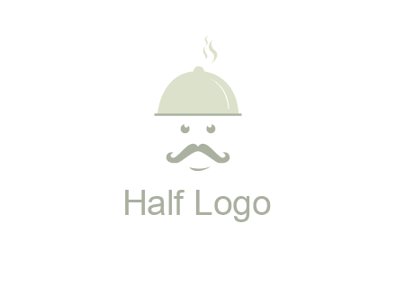 chef with dish and mustache logo