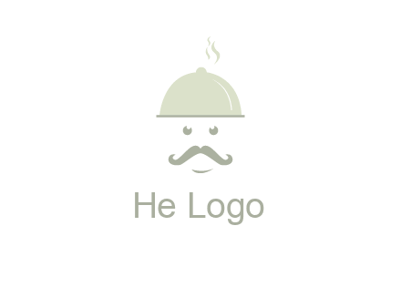 chef with dish and mustache logo