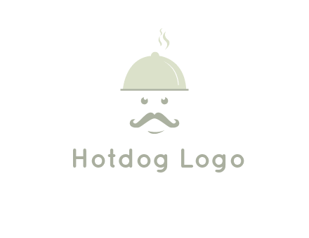 chef with dish and mustache logo