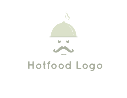 chef with dish and mustache logo
