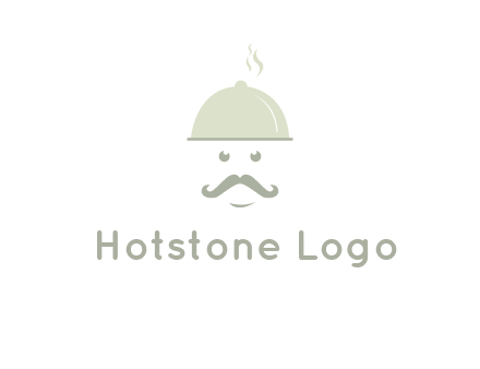 chef with dish and mustache logo