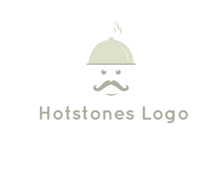 chef with dish and mustache logo