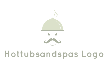 chef with dish and mustache logo