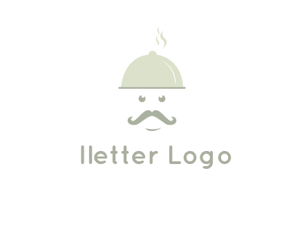 chef with dish and mustache logo