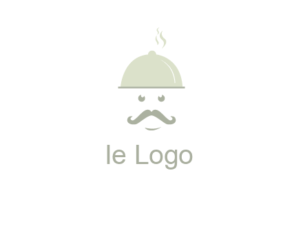 chef with dish and mustache logo