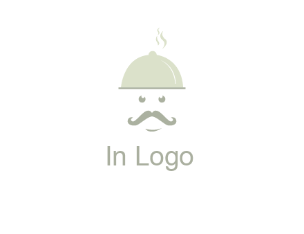 chef with dish and mustache logo