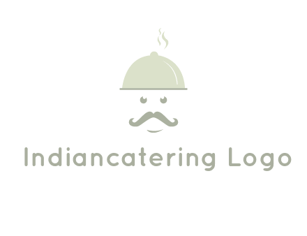 chef with dish and mustache logo