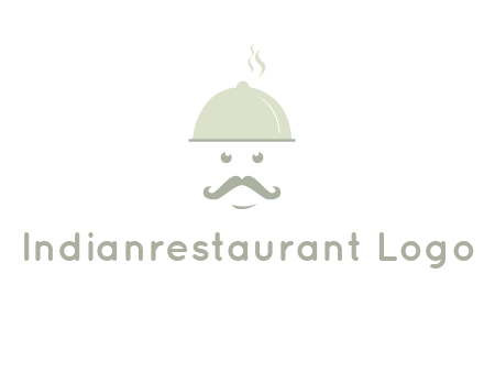 chef with dish and mustache logo