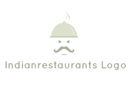 chef with dish and mustache logo