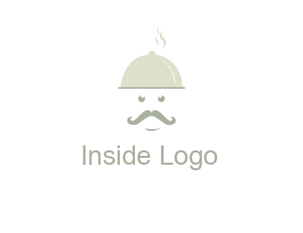 chef with dish and mustache logo