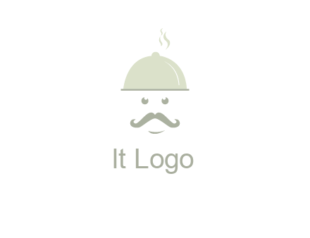 chef with dish and mustache logo