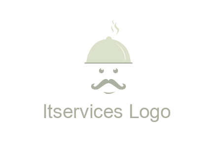 chef with dish and mustache logo