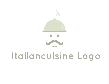 chef with dish and mustache logo