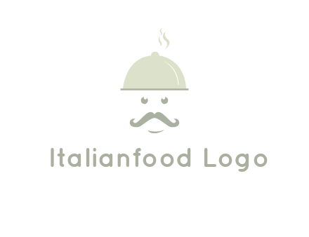 chef with dish and mustache logo