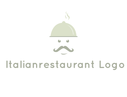 chef with dish and mustache logo