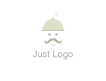 chef with dish and mustache logo