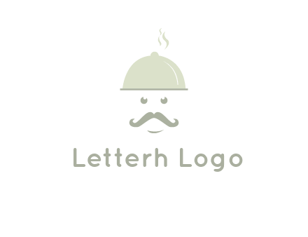 chef with dish and mustache logo
