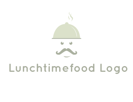 chef with dish and mustache logo