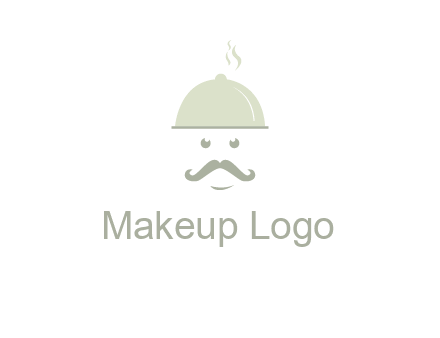 chef with dish and mustache logo