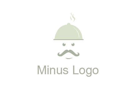 chef with dish and mustache logo