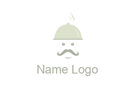chef with dish and mustache logo