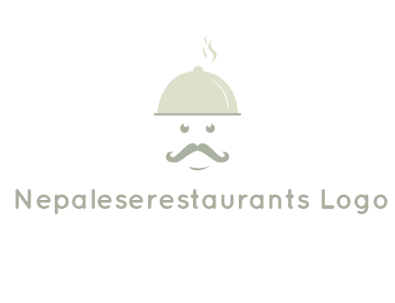 chef with dish and mustache logo
