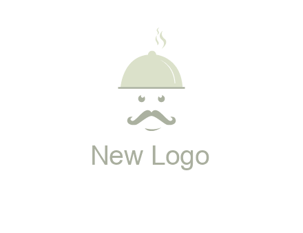 chef with dish and mustache logo