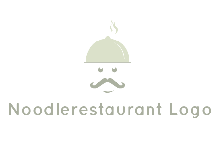 chef with dish and mustache logo