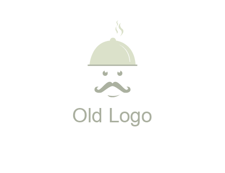 chef with dish and mustache logo