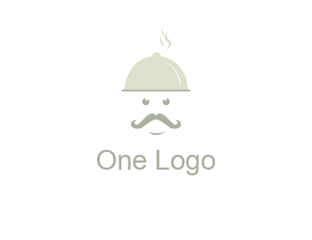 chef with dish and mustache logo