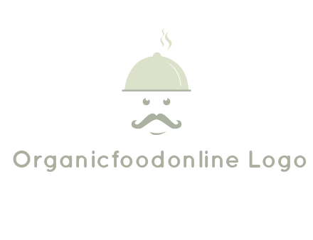 chef with dish and mustache logo