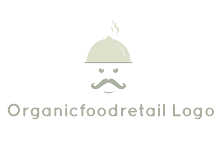 chef with dish and mustache logo