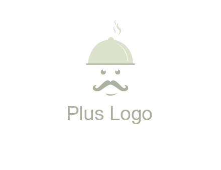 chef with dish and mustache logo