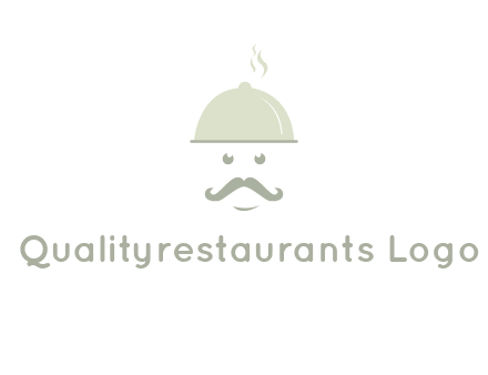 chef with dish and mustache logo