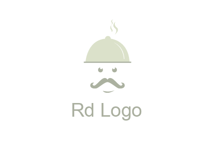 chef with dish and mustache logo