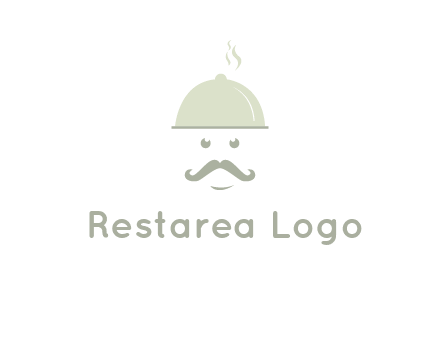 chef with dish and mustache logo