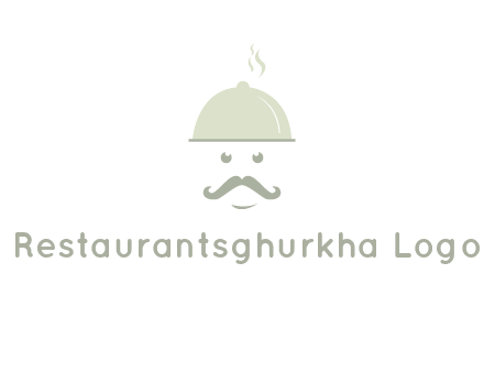 chef with dish and mustache logo