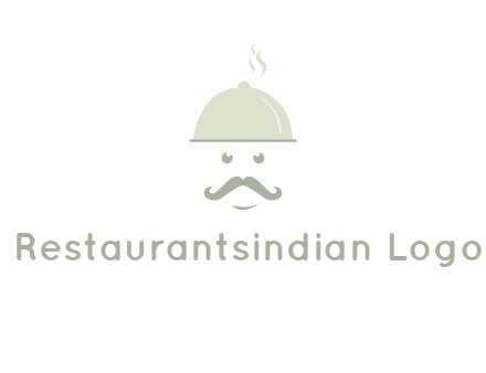 chef with dish and mustache logo