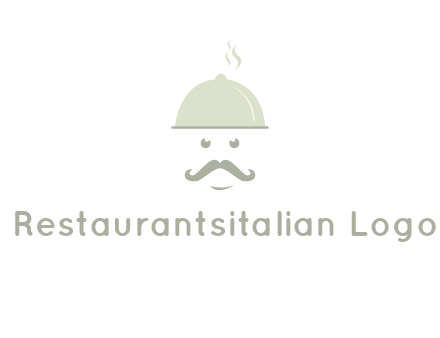 chef with dish and mustache logo