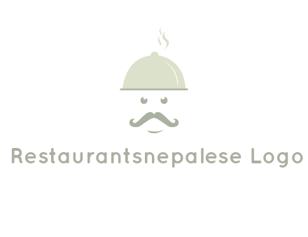 chef with dish and mustache logo