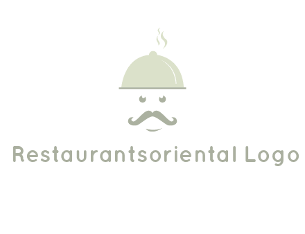 chef with dish and mustache logo