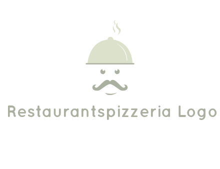chef with dish and mustache logo