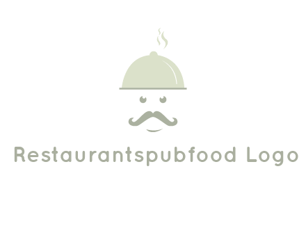 chef with dish and mustache logo