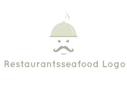 chef with dish and mustache logo