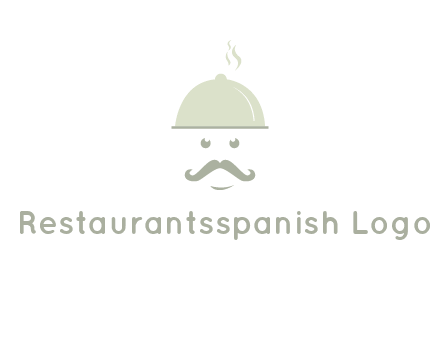 chef with dish and mustache logo