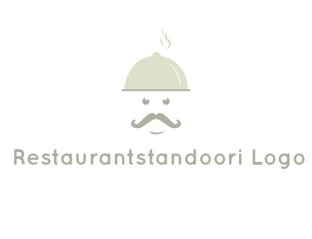 chef with dish and mustache logo