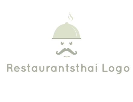 chef with dish and mustache logo